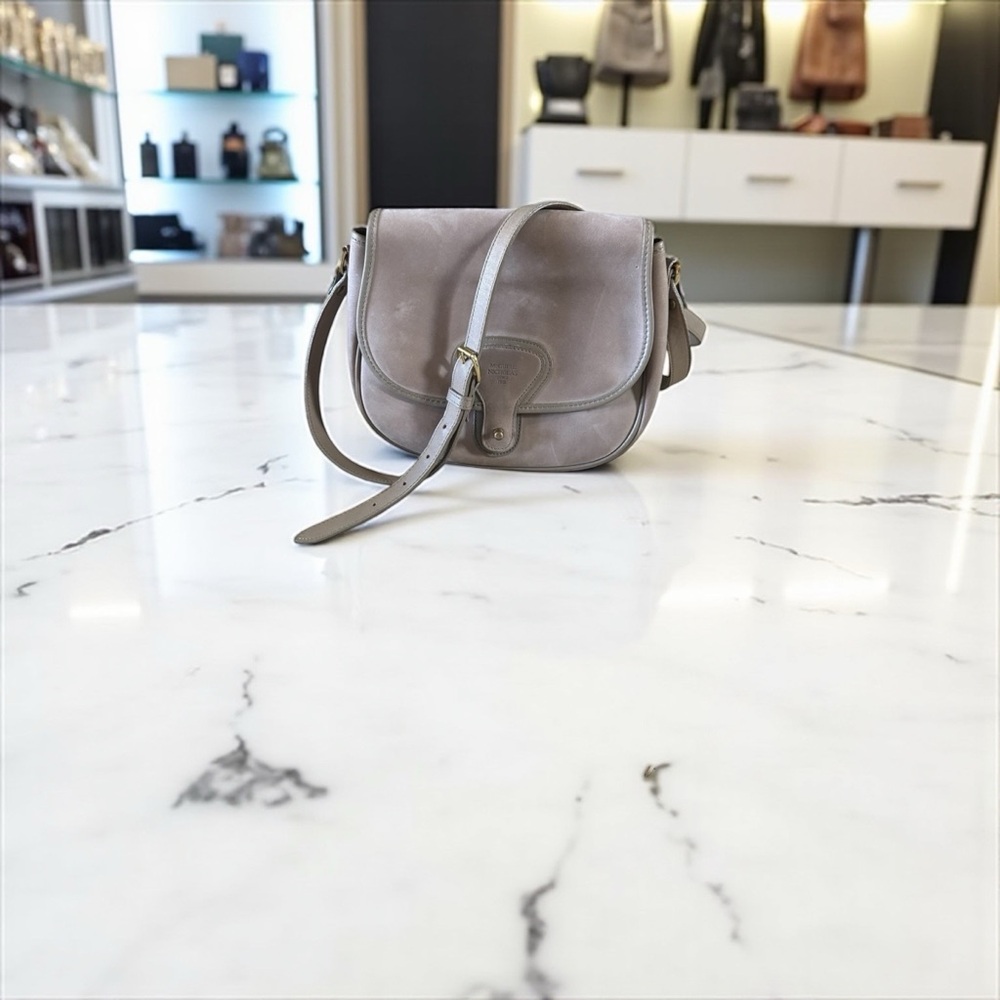 McGuire Nicholas 1932 Vintage Taupe Suede Raw Leather Crossbody Bag Made USA